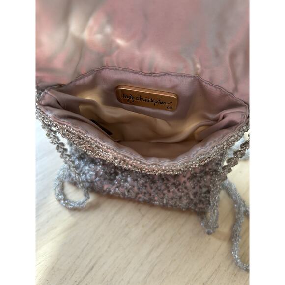 VTG Silver Beaded Tiny Purse Formal Bag Prom Dance Formal Wedding Guest 40s 50s - Picture 9 of 11